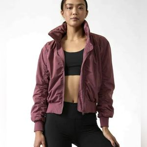 ATHLETA Point Reyes Bomber Size Large Hooded Jacket Coat Tawny Rose